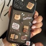 قاب موبایل آیفون خرس چوکوبوبو کافی دونات + بند جیگولی