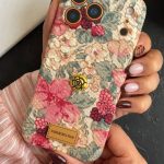 قاب موبایل آیفون گوچی فلاور کبریتی پارچه ای