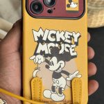 قاب موبایل آیفون میکی موس لیمویی + بندست
