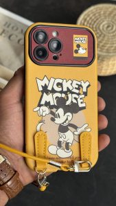قاب موبایل آیفون میکی موس لیمویی + بندست
