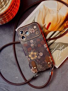 قاب موبایل آیفون فلاور آیلیش قهوه ای به همراه دو عدد بند کوتاه و بلند - Image 2