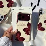 قاب گوشی چرمی ارکید برگندی