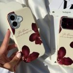 قاب گوشی چرمی ارکید برگندی - تصویر 3