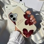 قاب گوشی چرمی ارکید برگندی - تصویر 6