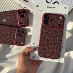 قاب موبایل پلنگی اکلیلی برگندی - تصویر 4